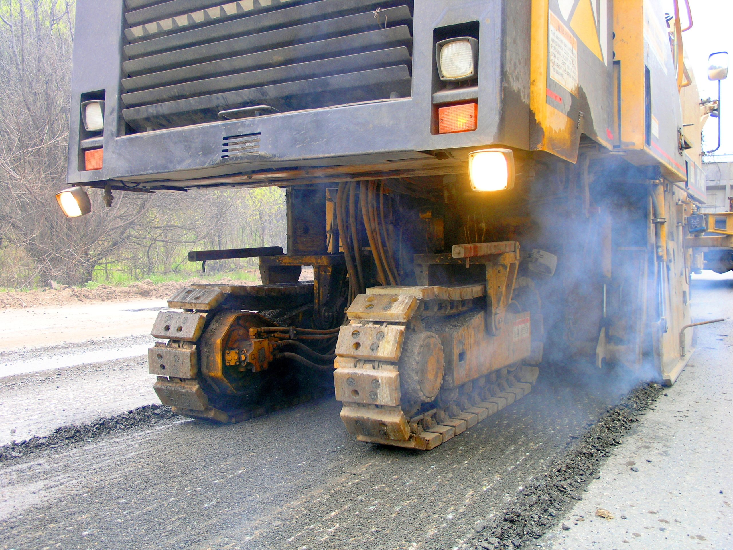 asphalt milling machine on road
