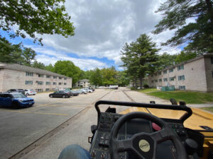 Parking lot asphalt resurfacing at residential community