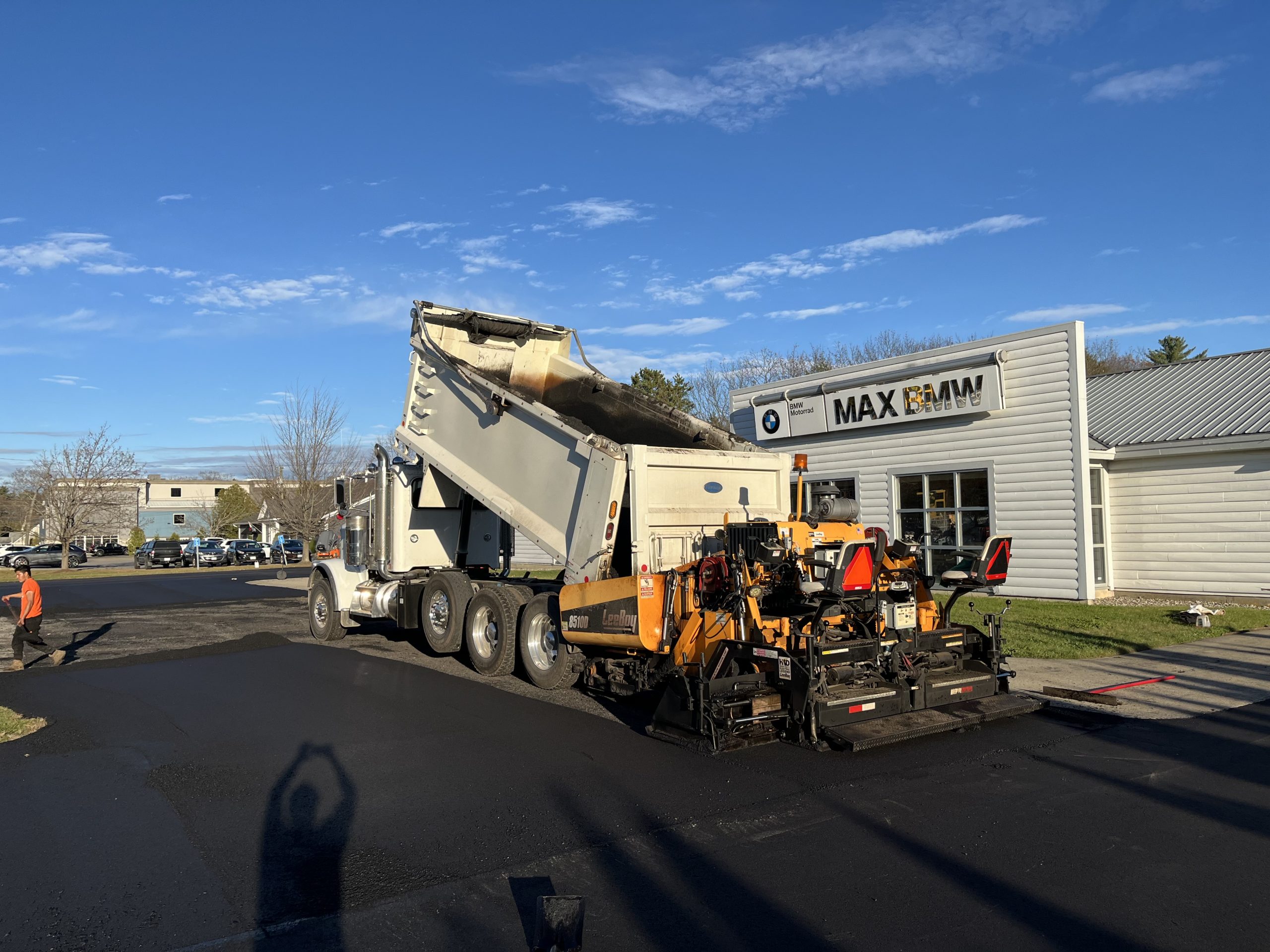 Commercial asphalt paving job in Dedham, MA.