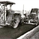 Antique asphalt roller machine used for road paving